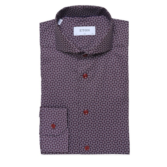 Eton Slim Fit Geometric Shirt Contemporary Fit Dress Shirt 17.5 - Picture 2 of 7